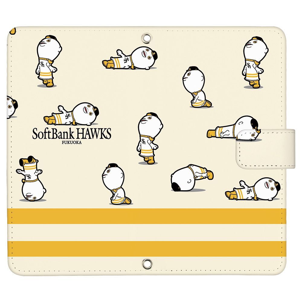Softbank HAWKS 正規品 Galaxy S22 Ultra SC-52C ケース 手帳型 スマホケース [デザイン:4.いっぱいふうさん(iv)/マグネットハンドあり] 福岡 ソフトバンク ホークス パターン グッズ