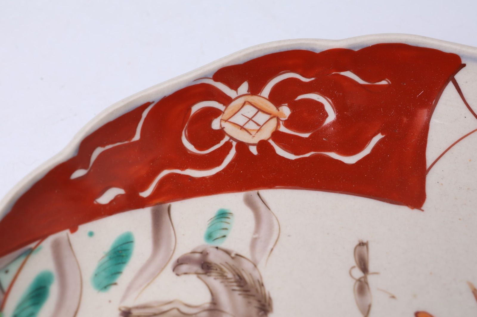 853 色絵 花 鳳凰 馬 古伊万里 伊万里焼 骨董 アンティーク 中皿 7寸皿