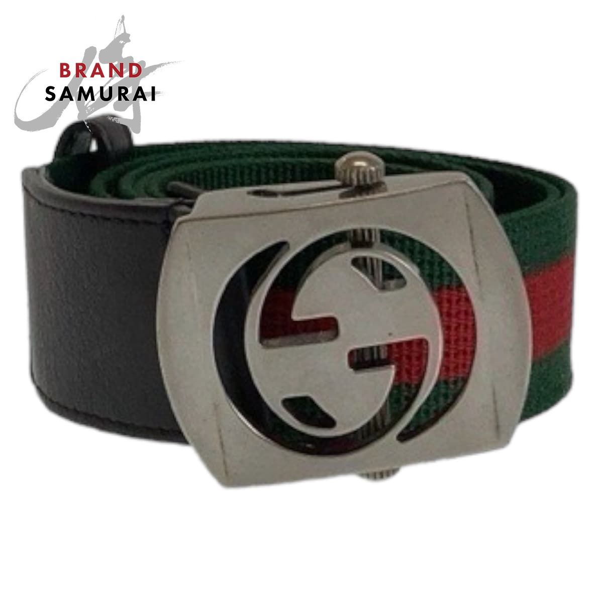 新品 GUCCI シェリーライン ガチャベルト #85 Ⓗ 美品 GUCCI グッチ シェリーライン 95cm/38inc グリーン レッド