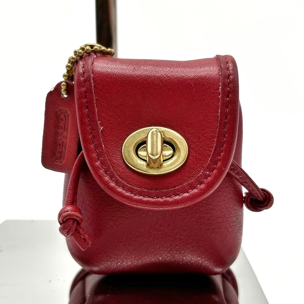 COACH オールドコーチ ターンロック コインケース グラブタンレザー 赤