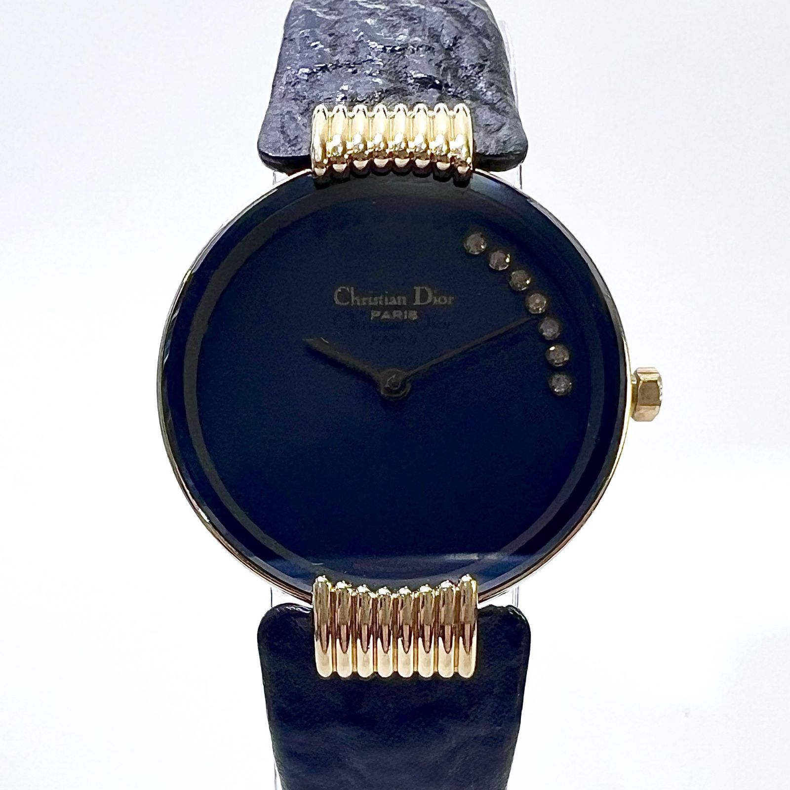 Christian Dior ブラックレザー時計 楽天市場】【中古】 クリスチャン・ディオール ブラックムーン