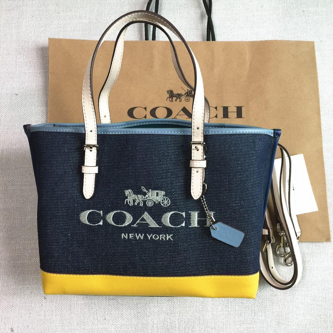 COACHバッグ C4085 デニム ハンドバッグ 2WAY ショルダーバッグ - メルカリ