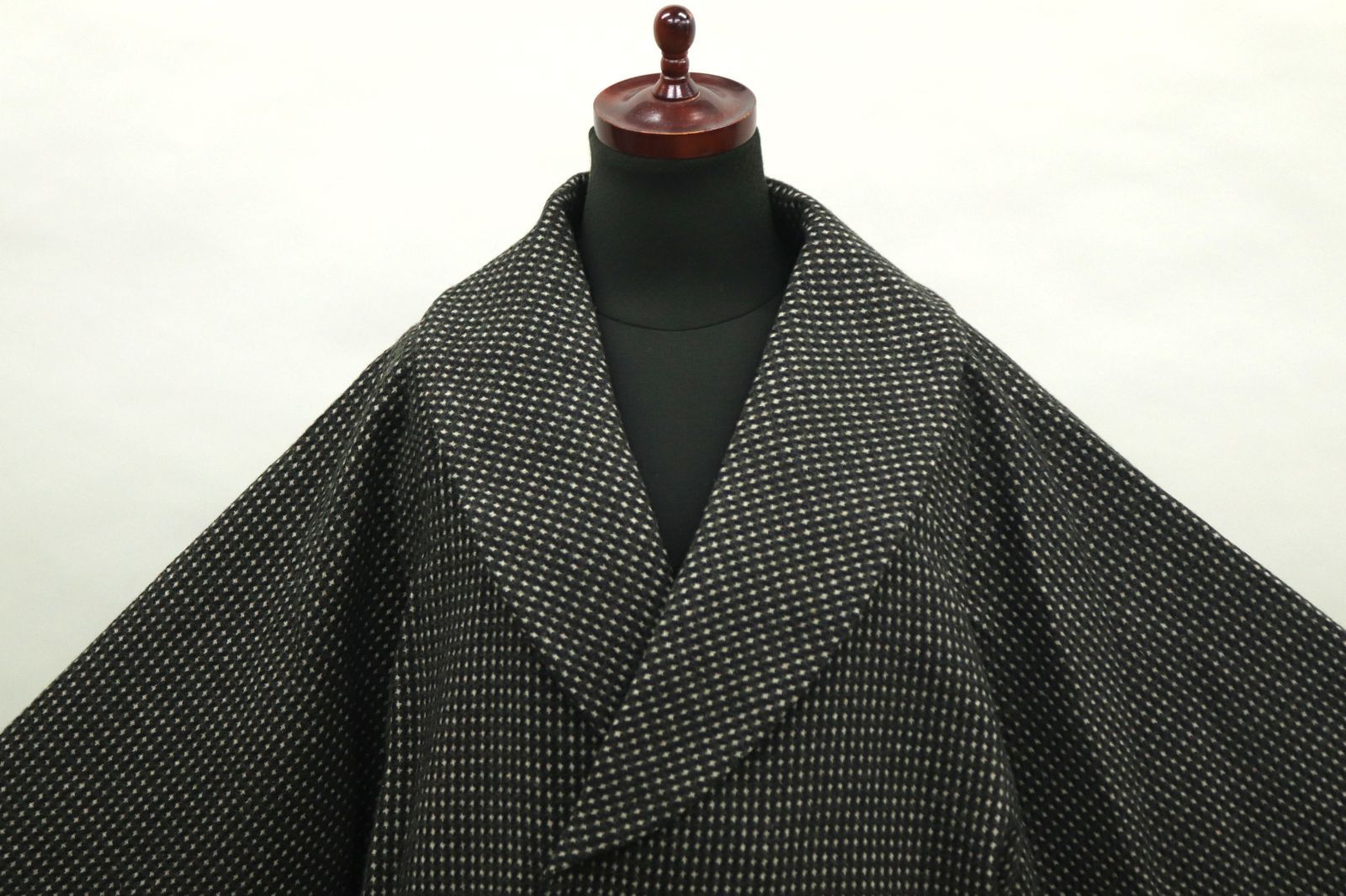 eha3300 日本製 ウールコート へちま衿 和装用 ロングコート 黒緑色