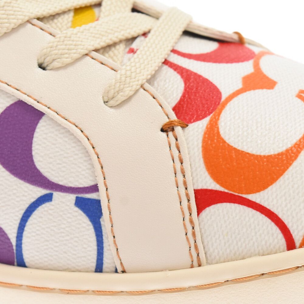 COACH コーチ クリップ ロートップ レインボー シグネチャー キャンバス ローカットスニーカー ホワイト US10/27.0cm CI898 COACH (コーチ) クリップ ロートップ レインボー シグネチャー