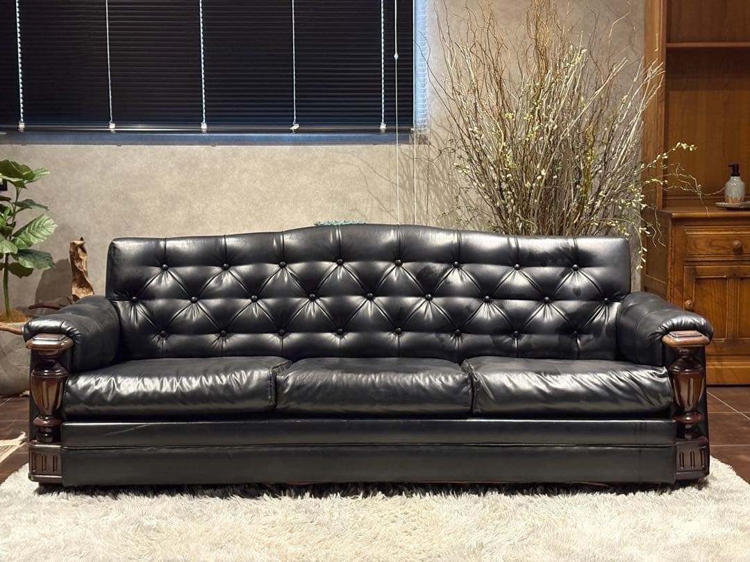 karimoku カリモク 3人掛けソファ 3Pソファ ボタンダウン 本革 IZ