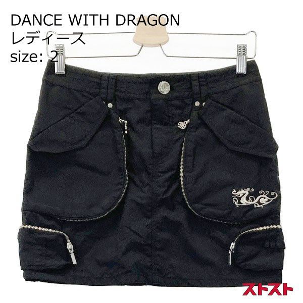 DANCE WITH DRAGON ダンスウィズドラゴン 裏地付スカート ブラック系 2 [240101147894]#