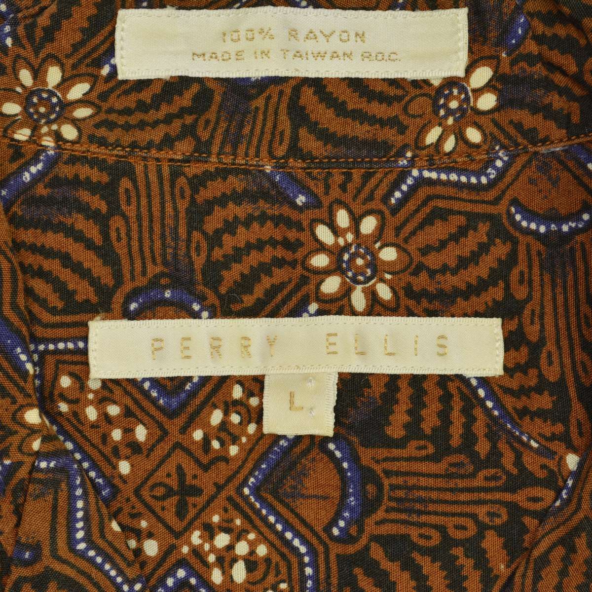 PERRYELLIS】オープンカラー 総柄半袖シャツ 古着 ペリーエリス PERRY