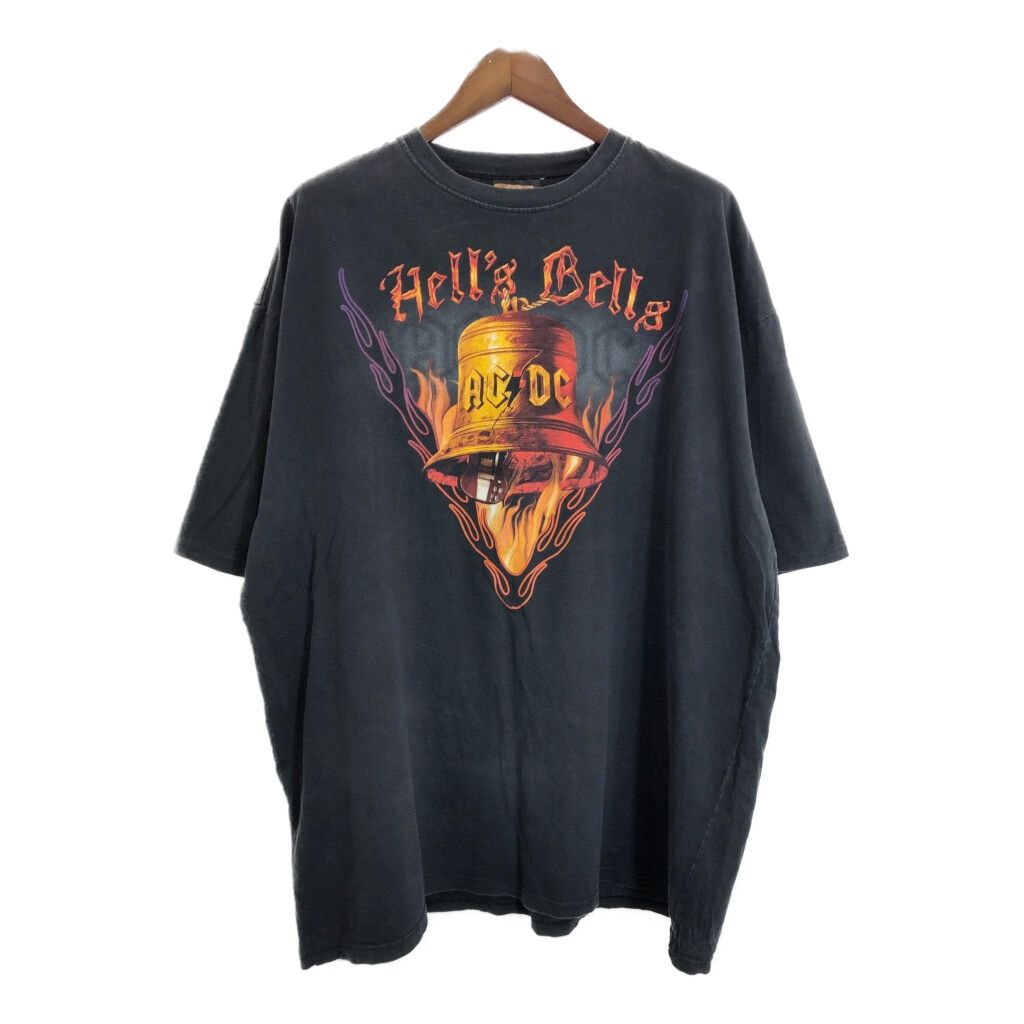 00年代 ACDC エーシーディーシー Hells Bells 半袖Ｔシャツ 大きいサイズ バンド ブラック メンズ 3XL相当 古着 U2127
