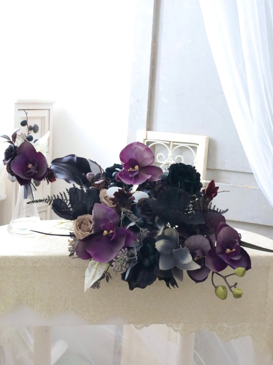胡蝶蘭ブラックブーケ ウェディングブーケ