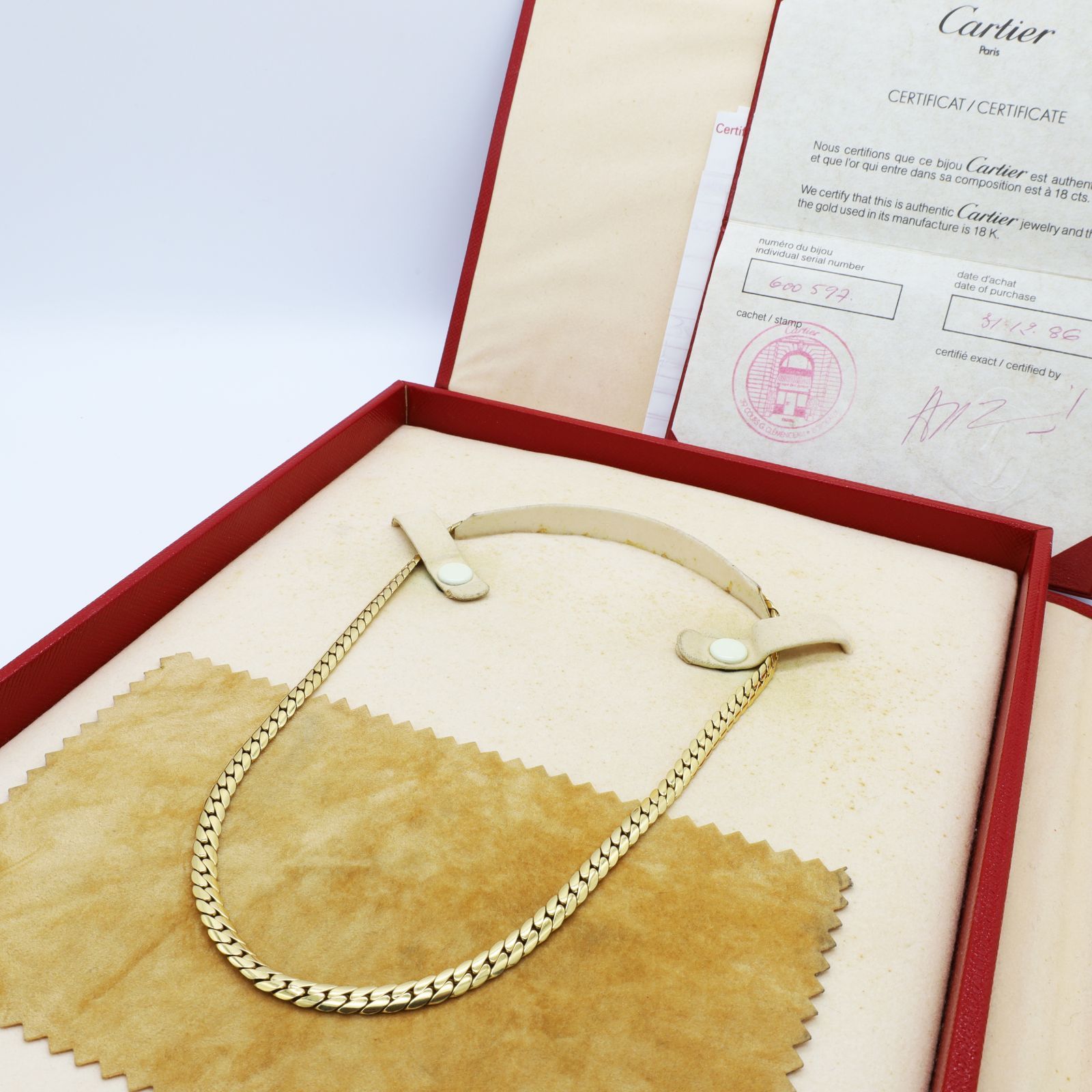 Cartier - 80’s Vintage Gold Necklace / カルティエ - 80年 ヴィンテージゴールドネックレス【希少 : 証明書付】