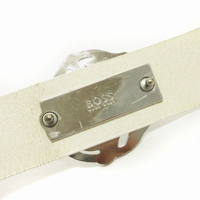 美品 HUGO BOSS ヒューゴボス ホワイト レザー ベルト ヒューゴボス HUGO BOSS ベルト ハトメ 5穴 レザー 白 ホワイト