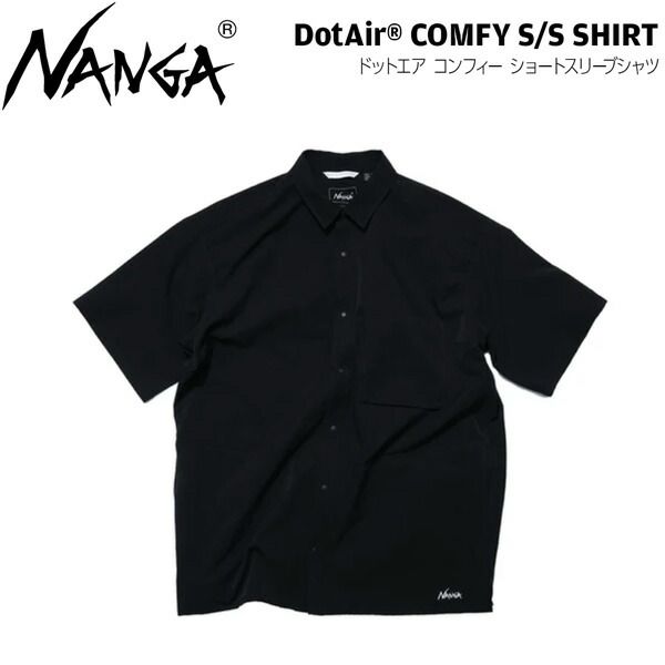 ナンガ ドットエアコンフィーショートスリーブシャツ NANGA DotAir COMFY S|S SHIRT シャツ 半袖 メンズ ブラック S M L XL