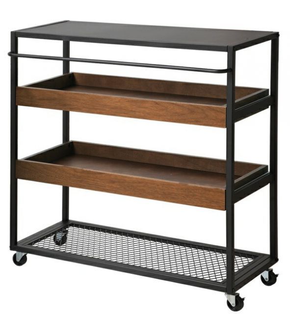 ハンガーラック アンティーク風 ハンドメイド 2段棚 アイアン家具