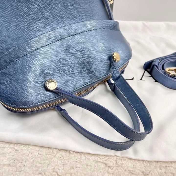 ✨美品✨FURLA フルラ　パイパーM ハンドバッグ　2way メタリックブルー