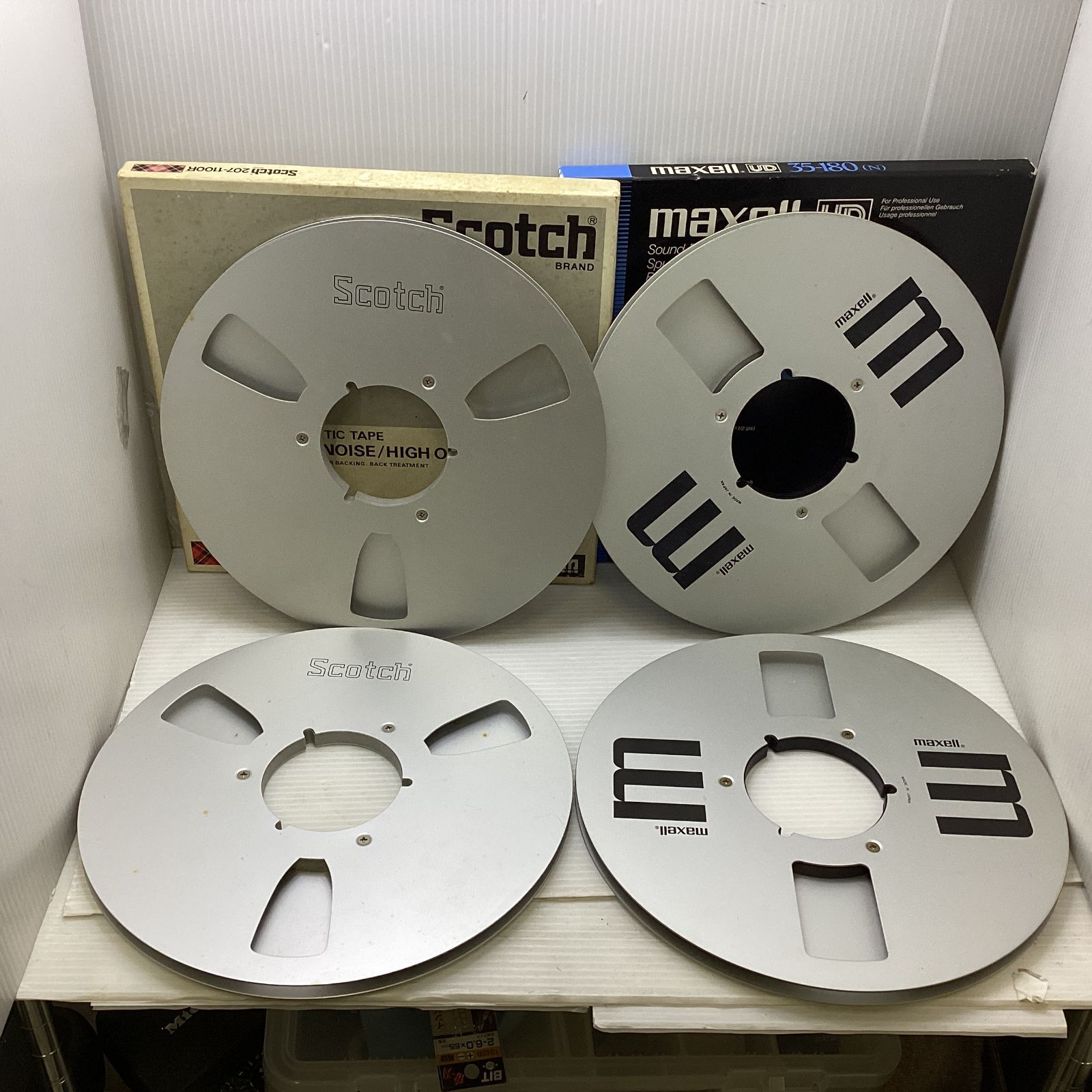 オープンリールテープ maxell ２本 Scotch ２本