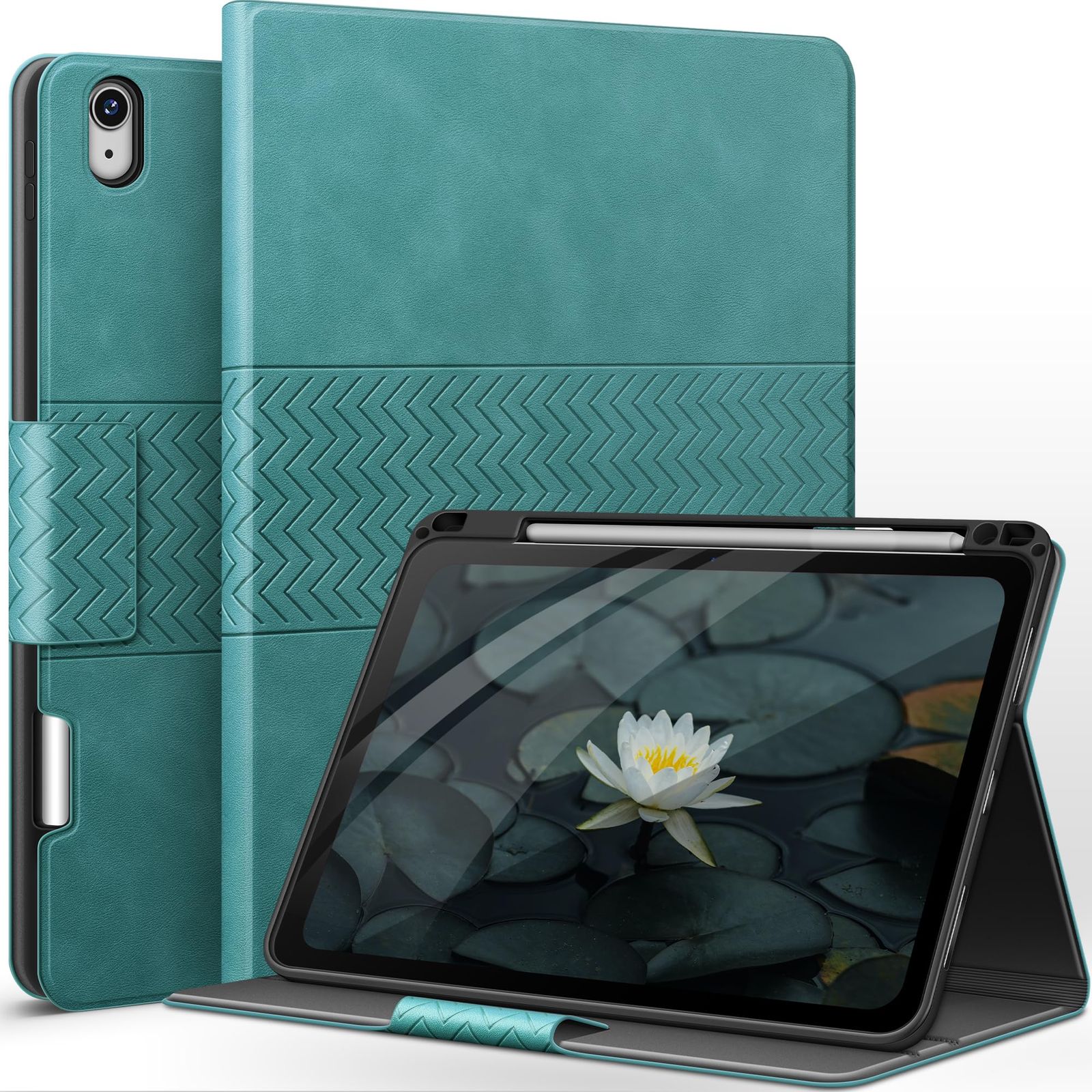 数量 225224 ケース iPad iPad Air 第54世代 Air ケース1.9インチ M3M2 22222 ペンシル インチ ホルダー収納 オートスリープ機能 11 ひび割れない PUレザー製スマート auaua グリーン