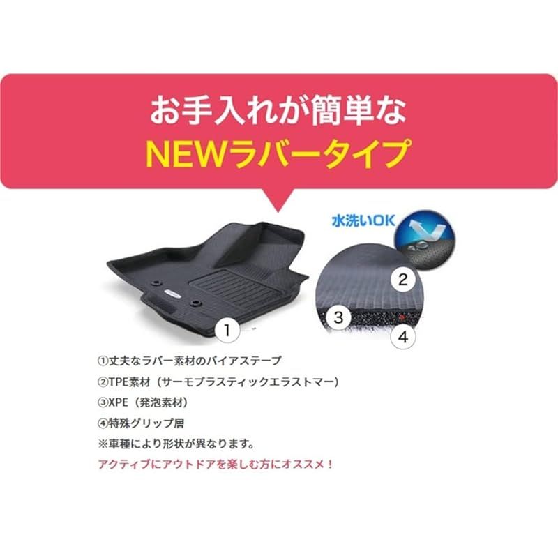 クラッツィオ(Clazzio) 車用品 立体 フロアマット 車種専用モデル N-BOX/N-BOXカスタム 2023(R5)年/10月~ NEWラバータイプ ブラック 1台分セット計5点 水洗いOK ジャストフィット EH-2065【5EEHB2065K】