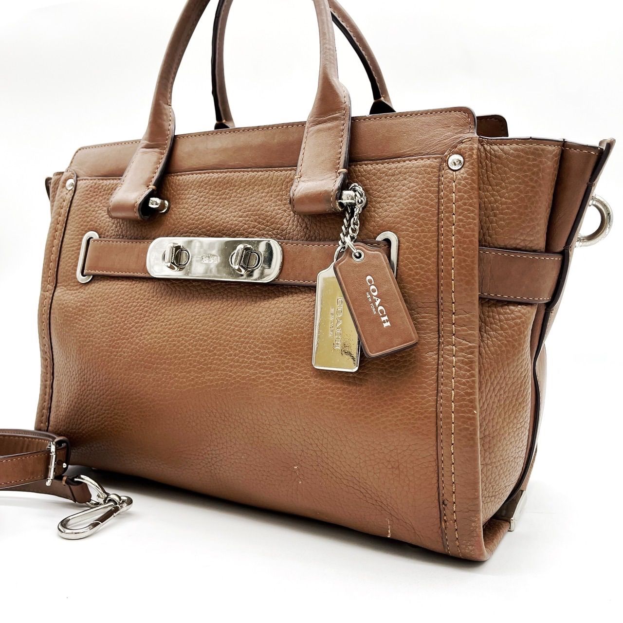 美品? COACH コーチ スワッガー ハンドバッグ ブラウン 茶色 レザー 革 