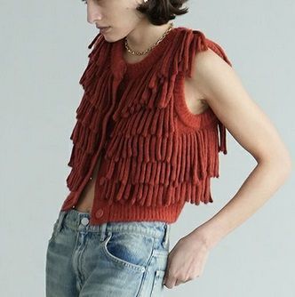 CLANE(クラネ) W FACE FRINGE KNIT VEST ダブルフェイスフリンジニット 