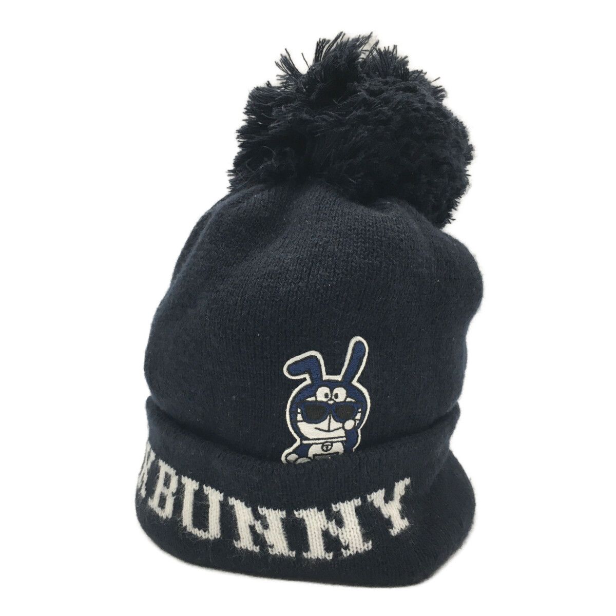 中古 ジャックバニー Jack Bunny!! ニット帽  ネイビー 紺 ドラえもん ボンボン付き