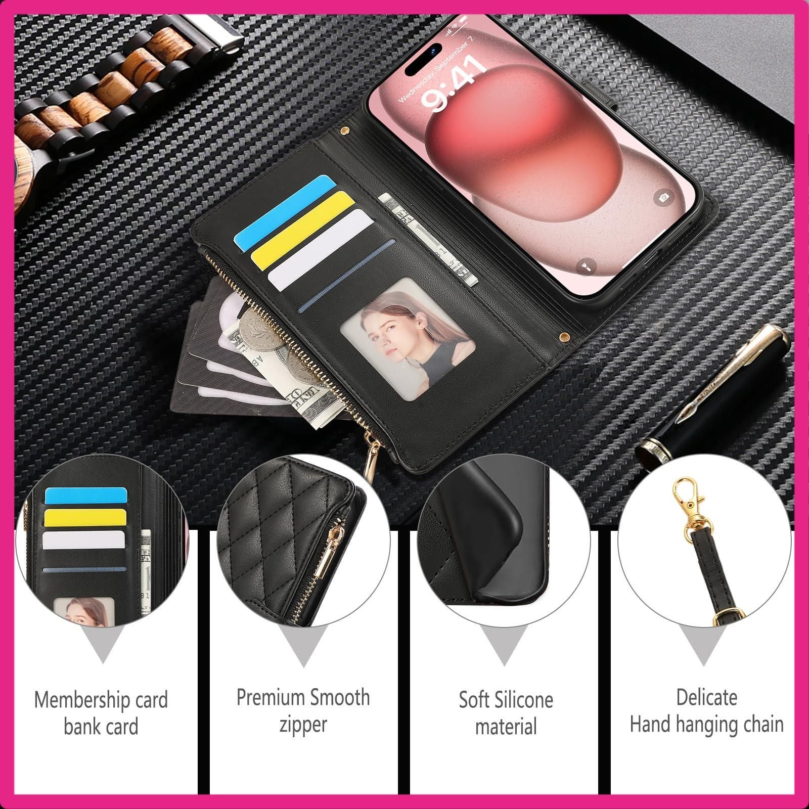 Rosbtib iPhone 16 Pro ケース 手帳型 iPhone16 P iPhone 16 Pro Max_ブラック Rosbtib iPhone 16 Pro Max ケース 手帳型