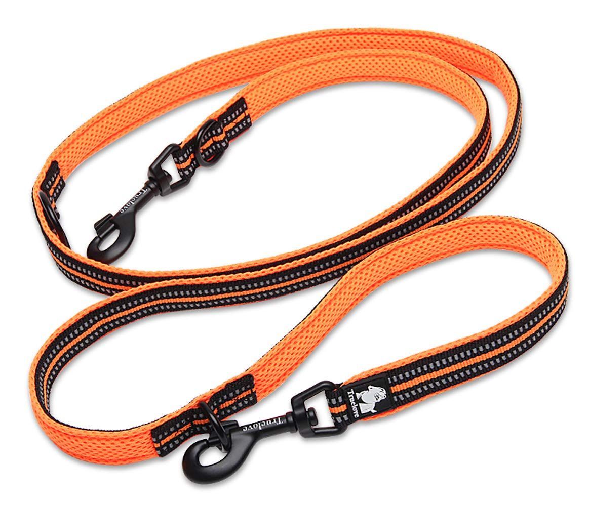 【特価商品】J&C Paradise 7 in1多機能リード 日本正規店 犬用リード ハンズフリー 2頭引き ショルダーリード ダブルリード 便利 3M反射材料 人気 メッシュ TRUELOVE (L オレンジ)
