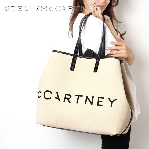 ステラ・マッカートニー Stella McCartney  レディース ロゴプリント キャンバストートバッグ【9043 ECRU】 7B0063WP0221  9043 ECRU/【2024SS】l-bag