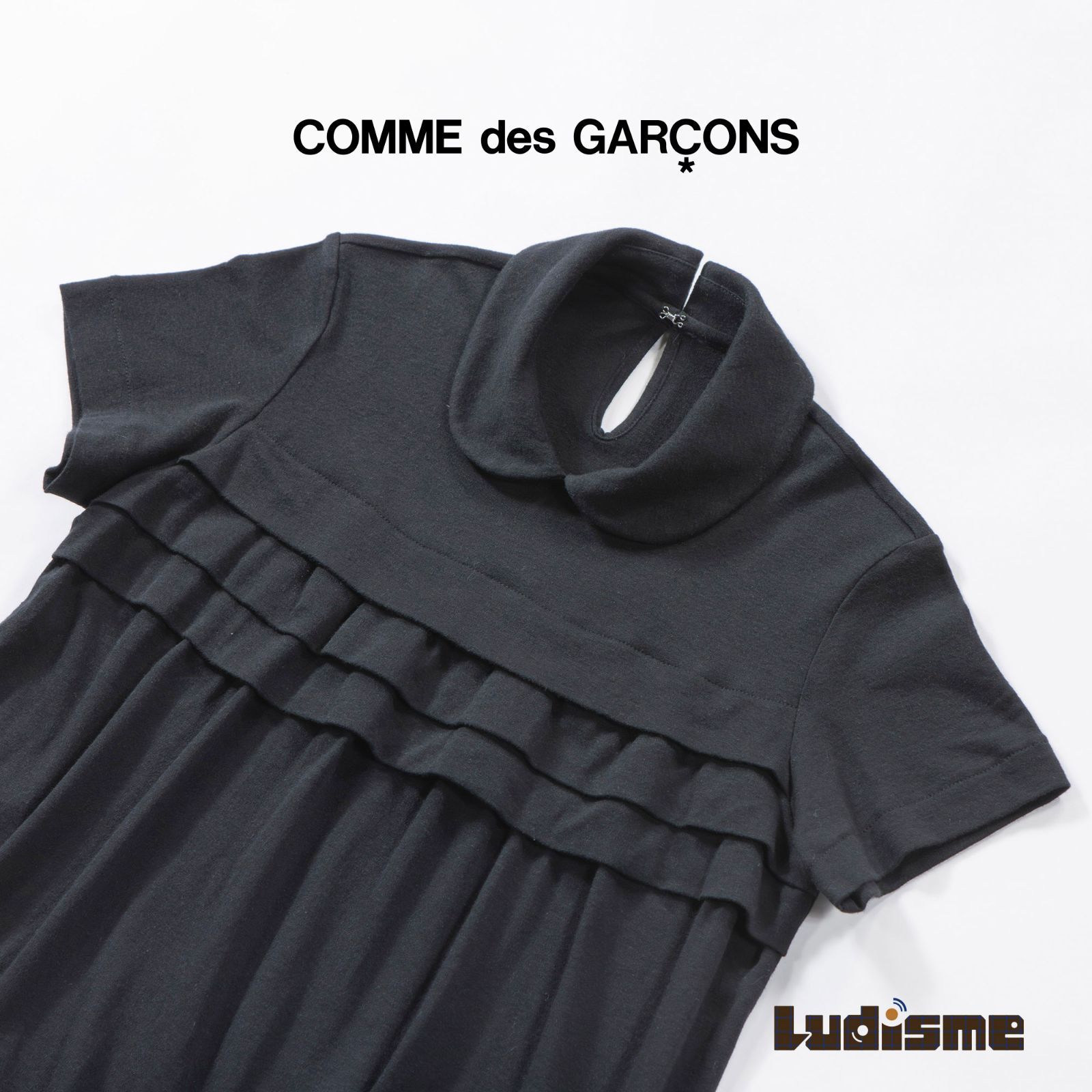 コムデギャルソン tricot COMME des GARCONS AD2016 フリルTシャツ ブラウス 丸襟 ブラック tao 栗原たお レディースファッション レディーストップス レディースシャツ