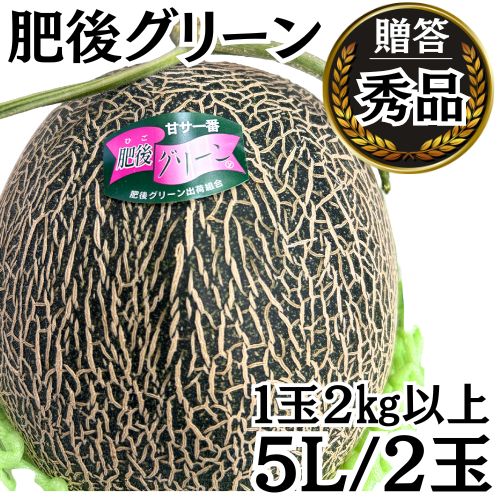 秀品☆肥後グリーン メロン《2個》5L （1玉約2Kg以上）贈答