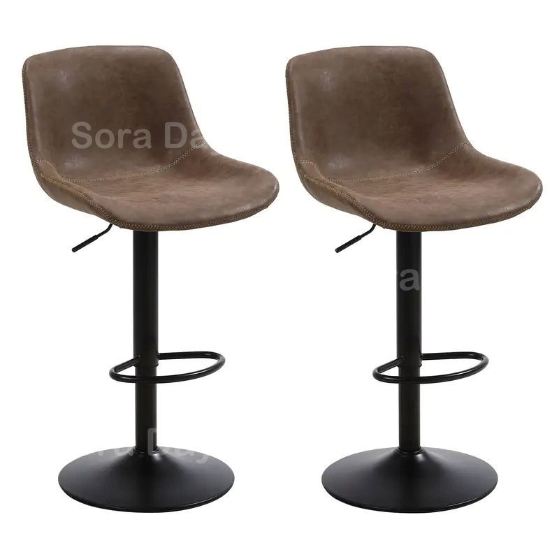 カウンターチェア バーチェア ハイチェア 曲線 おしゃれ モダン スタイリッシュ 高級感 インテリア 北欧 ダイニングチェア キッチン 高さ調節 回転 フットレスト PUレザー 革張り デスク ブ