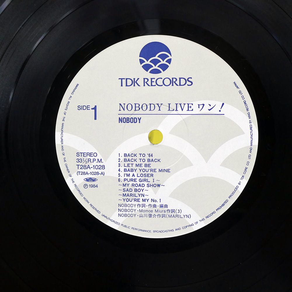 国内盤 ノーバディ/LIVE ワン!/TDK T28A1028 LP - メルカリ