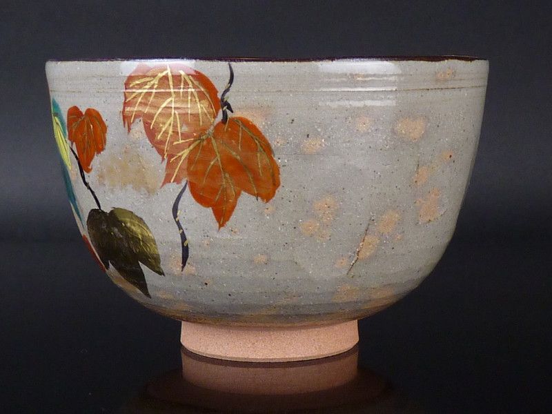 清宮】橋本永豊 造「乾山写 蔦 茶碗」共箱 幅 約12cm 高さ 約8cm