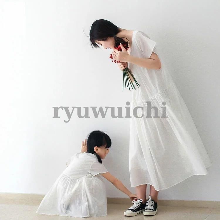 ワンピース 親子 ママ 娘 白ワンピース 親子ペアルック 親子コーデ 親子ペア お揃い 親子ペア リゾート キッズ マキシワンピース ホワイト ママ 娘 お揃い 夏
