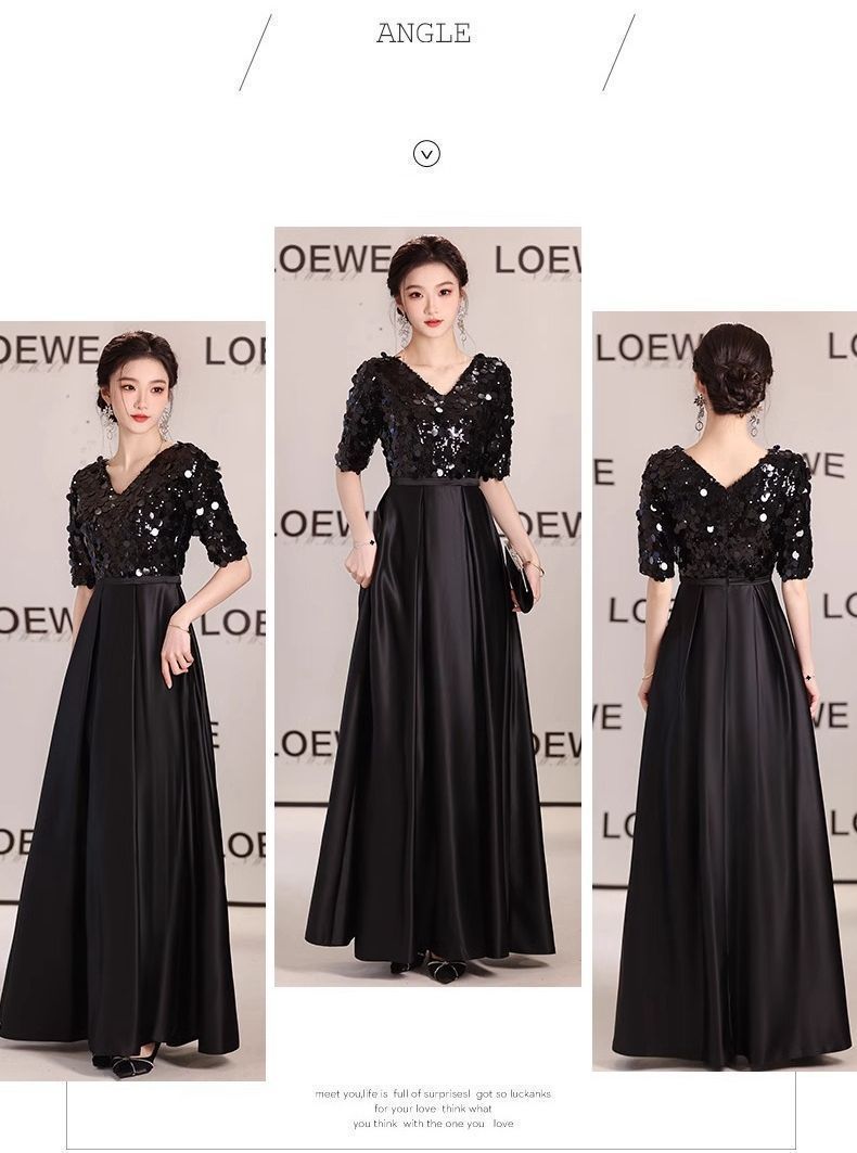 ドレス 大人 パーティードレス レディース ロング 黑 合唱団ドレス フォーマル 結婚式 二次会 上品 感 お呼ばれ ウェディング ワンピース 二次会 花嫁 合唱 結婚式 披露宴 演奏会 着痩せ
