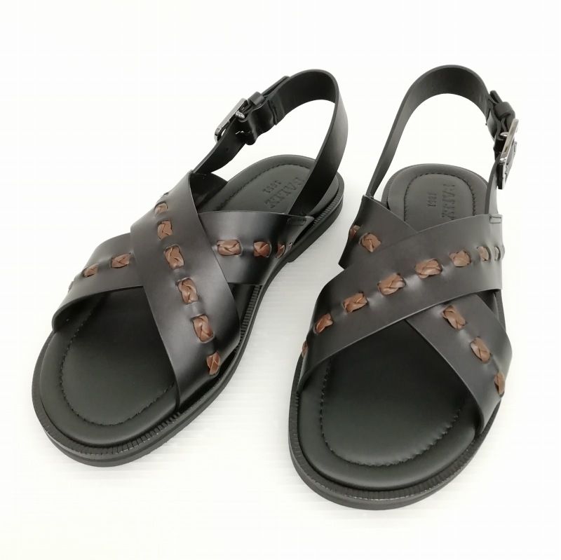 バリー BALLY JADOR レザー サンダル フラット ストラップ US8.5 26.5cm相当 ブラック ブラウン