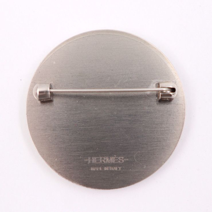 HERMES エルメス リバプール MM ブローチ クロコダイル メタル ...