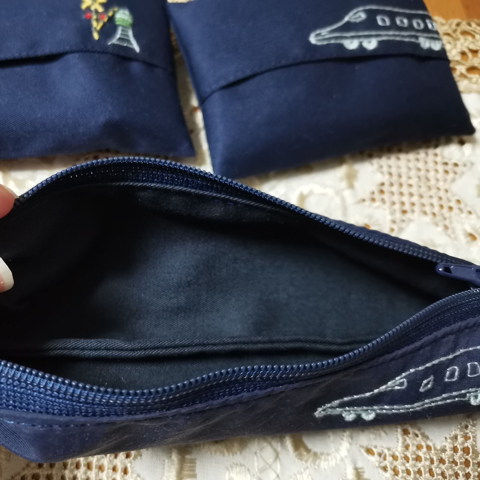 90s Subware 電車刺繍 ポーチ ペンケース 小物