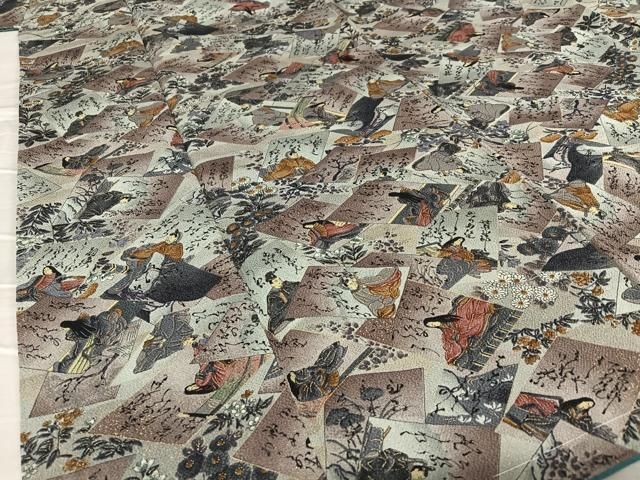 平和屋着物○上質な小紋 手描き 百人一首 金彩 鬼しぼ縮緬 正絹 逸品 未