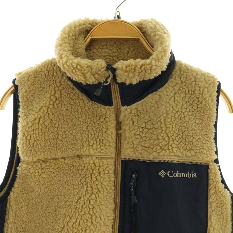 Columbia　ボアベスト　フリース　ベージュ　ワンポイント　ジップアップ コロンビア Columbia 22AW アーチャーリッジボアベスト フリース