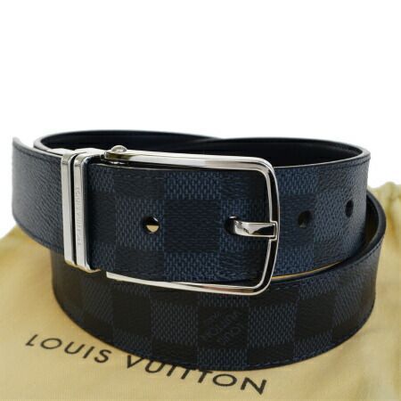 【中古】 美品 ルイヴィトン LOUIS VUITTON サンチュール ボストン ベルト ダミエ グラフィット レザー メタル メンズ 85 M9216 88BD950