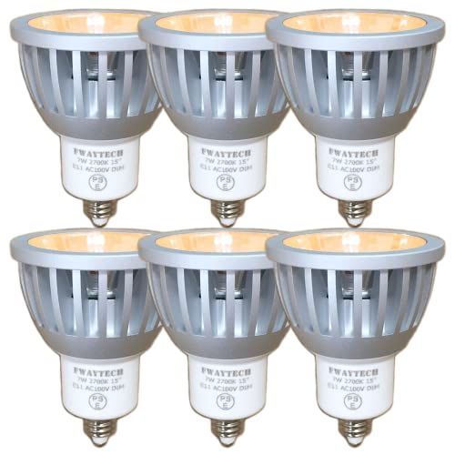電球色相当(2700K)_本体銀 (狭角15度) E11口金 調光対応 Fwaytech LEDスポットライト E11 狭角 調光対応 COB7W ダクトレールLED ハロゲン電球形 60W～75W相当 狭角15度 密閉器具対応 ダイクロハロゲン 6個