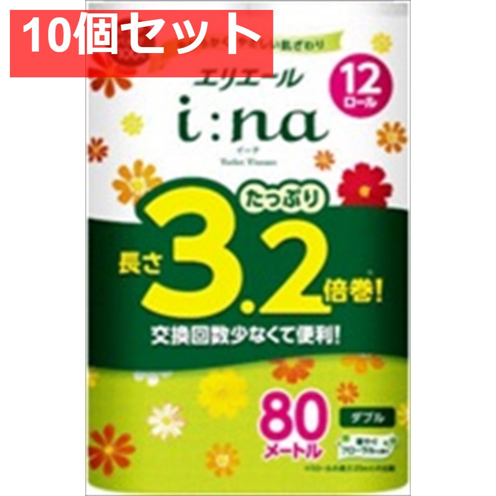 エリエールｉ ｎａ トイレットティシュー3．2倍巻 12Ｒ ダブル 10個セット