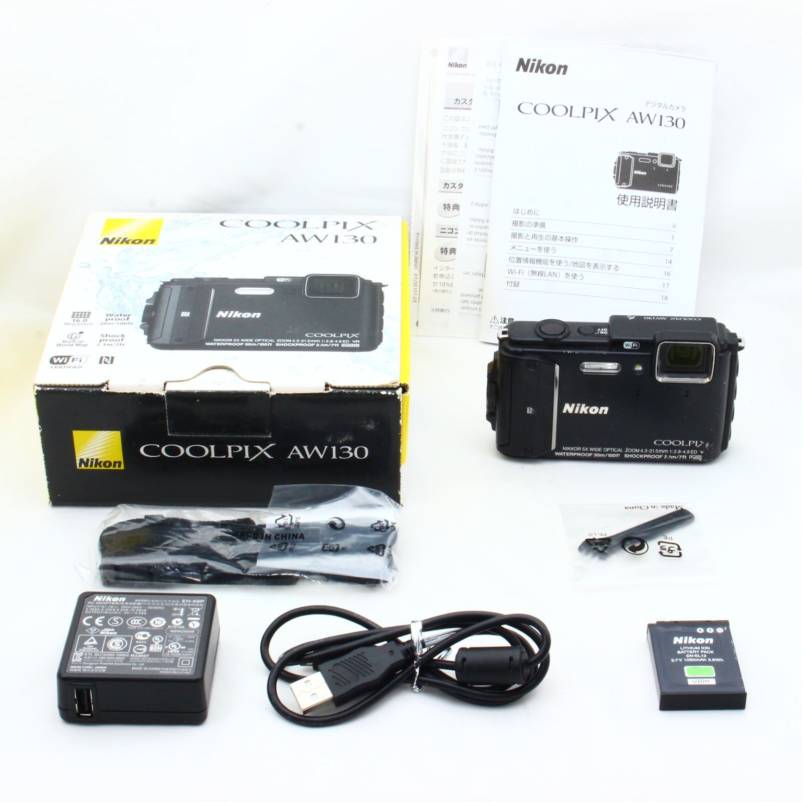 Nikon デジタルカメラ COOLPIX AW130 ブラック BK - M&T Camera【中古