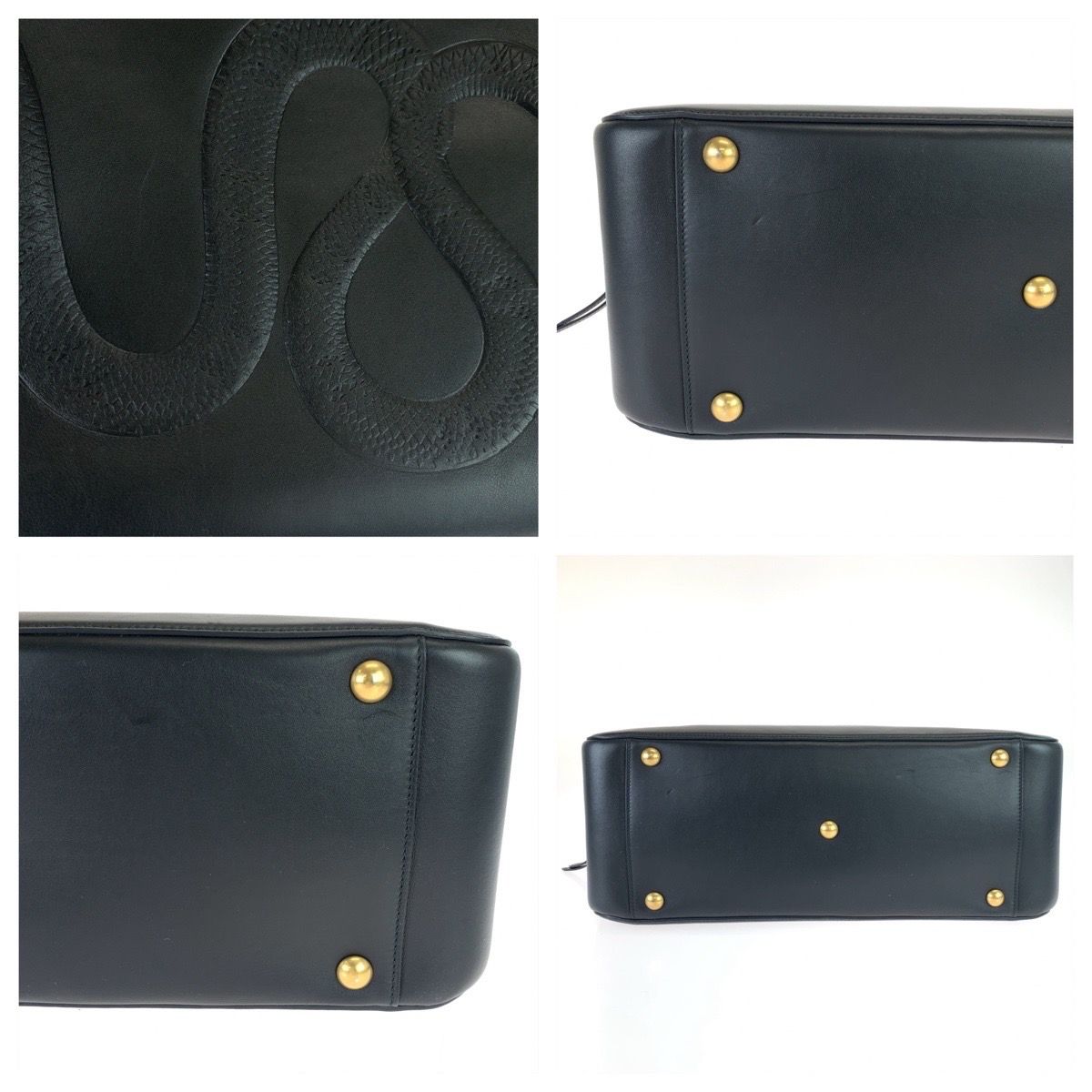 美品 GUCCI グッチ スネーク ブラック 黒 ゴールド金具 レザー 450999