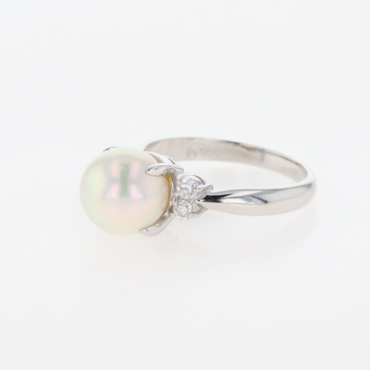 パール デザインリング プラチナ 指輪 メレダイヤ リング 11号 Pt900 パール ダイヤモンド レディース