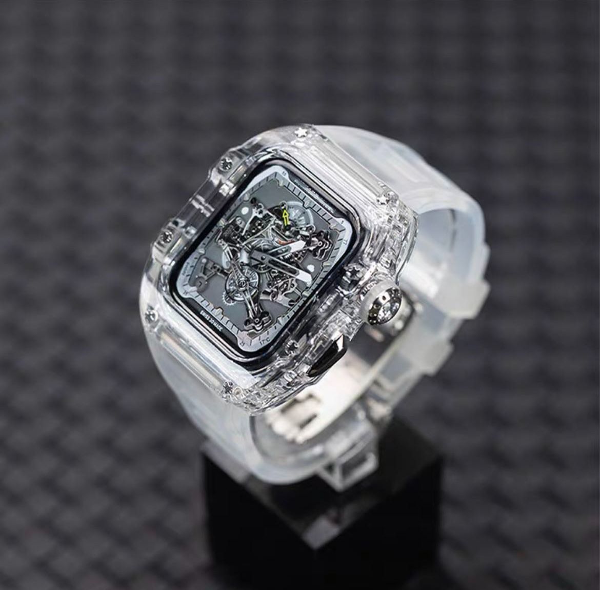 S7☆Apple Watch バンド FKMラバーベルト クリアケース カバー S7☆Apple Watch バンド FKMラバーベルト クリアケース カバー