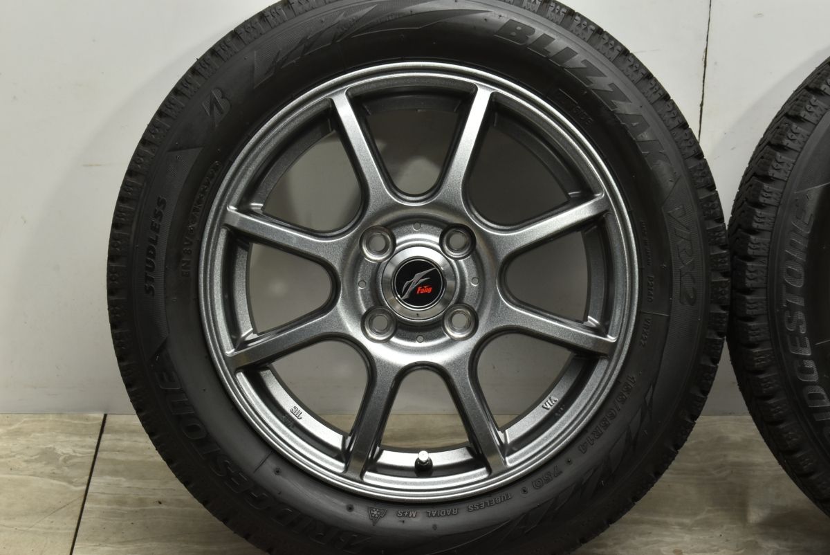 【バリ溝 美品】ファング 14in 4.5J +45 PCD100 ブリヂストン ブリザック VRX2 155/65R14 N-BOX デイズ サクラ タント ムーヴ ワゴンR