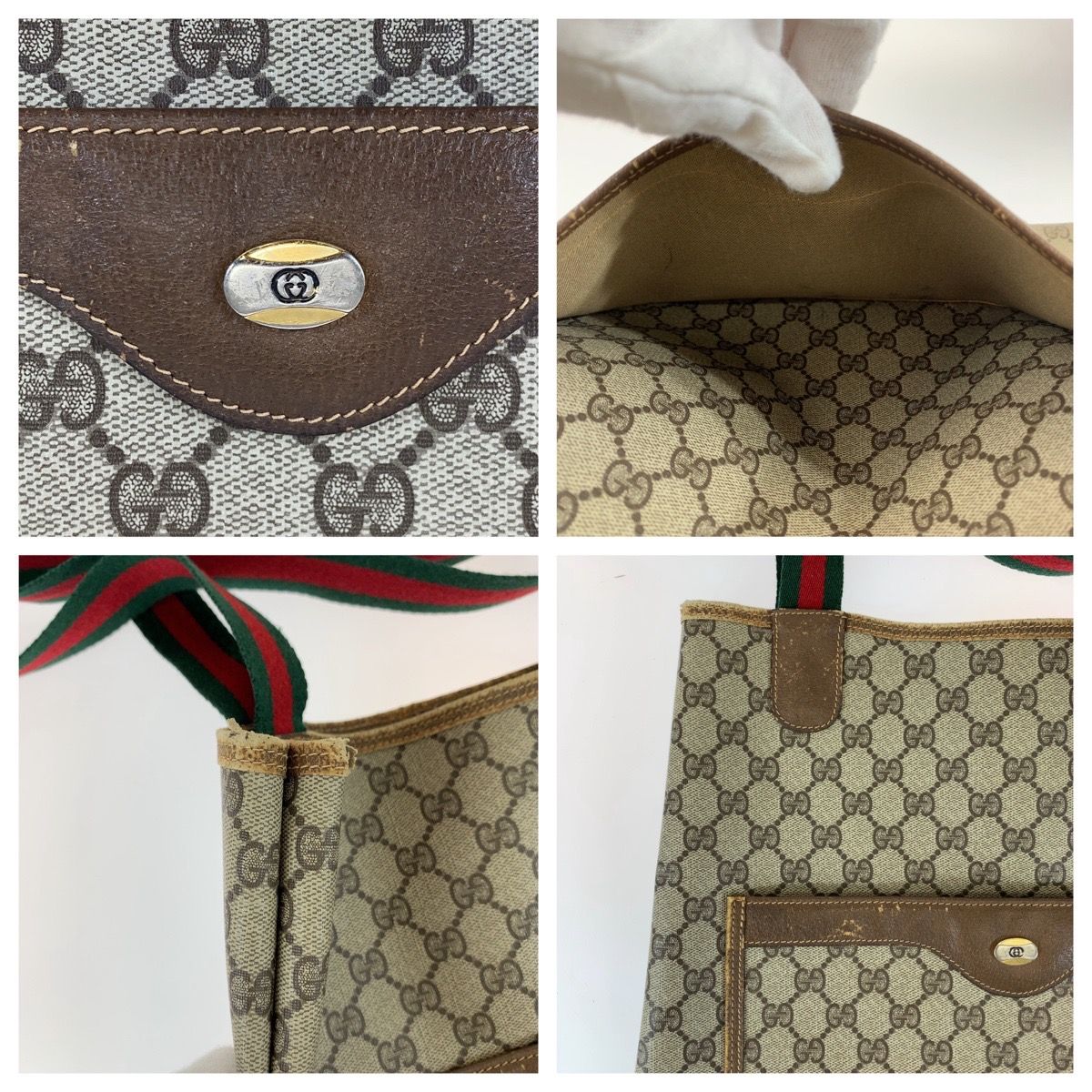 GUCCI グッチ ヴィンテージ オールドグッチ シェリーライン ブラウン