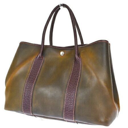 【中古】 エルメス HERMES ガーデンパーティ PM トートバッグ ショルダー ハンド ブラウン アマゾニア レザー 31MQ070