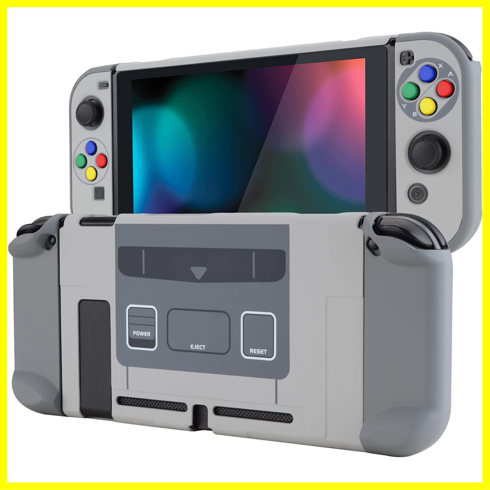 【在庫処分】Switchコンソールに対応用バックカバー、NS Joyconハンドヘルドコントローラー分離可能プロテクターハードシェル、Switch用にカスタマイズされたドッキングできる保護ケース【SFC 